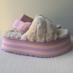 UGG Disco Stripe Slide Pink Lavender Platform Slingback Sandals